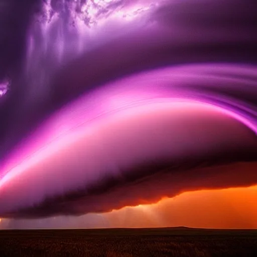 Image similar to amazing photo of a purple tornado in the sky by marc adamus, beautiful dramatic lighting