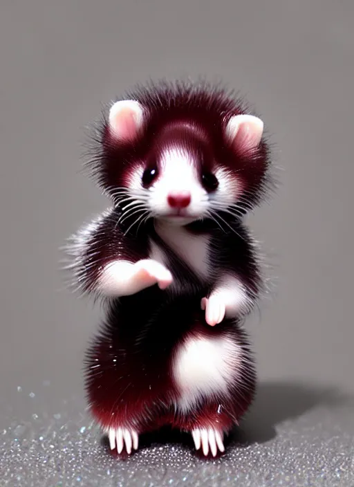 Prompt: 80mm resin detailed miniature of fluffy ferret, Product Introduction Photos, 4K, Full body, simple background