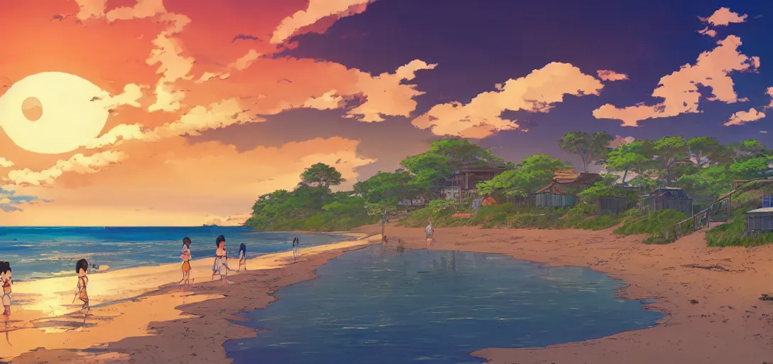 Anime beach scene in the style of studio ghibli. | Stable Diffusion ...