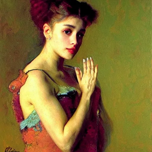 Image similar to portrait of Ariana Grande, by Ilya Repin