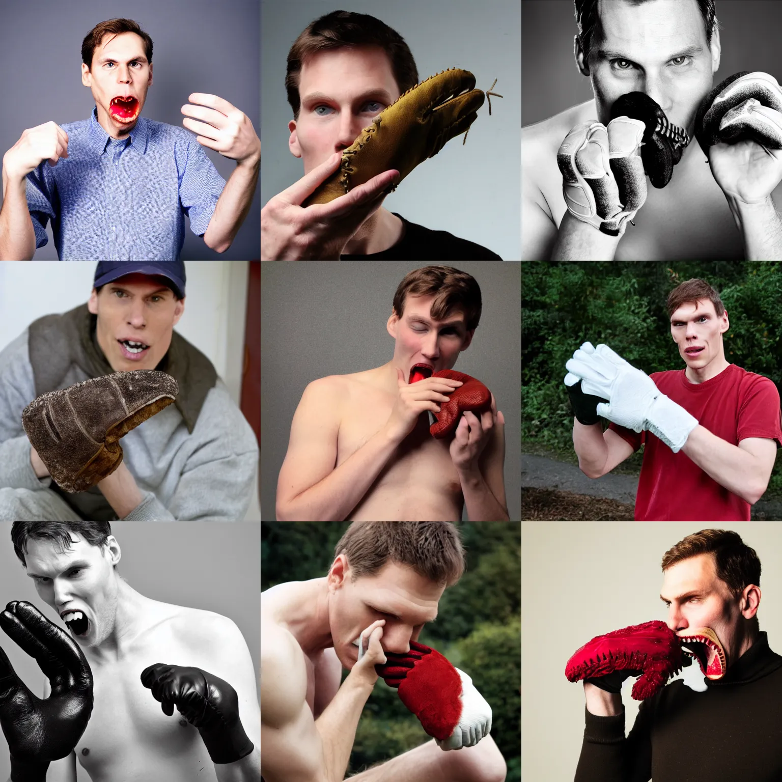 Prompt: Jerma985 eating a glove, Jerma, photograph