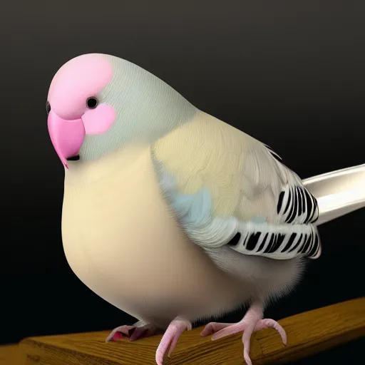Prompt: an oil painting of a pale pink budgie with black spots, full hd, ue5, ue4, unreal engine 5, artstation