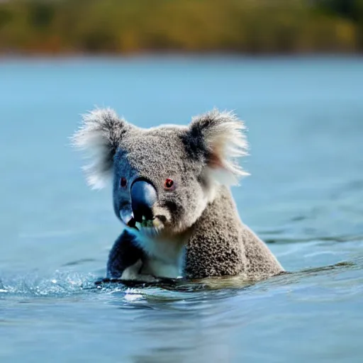 Prompt: koala swimming in clouds