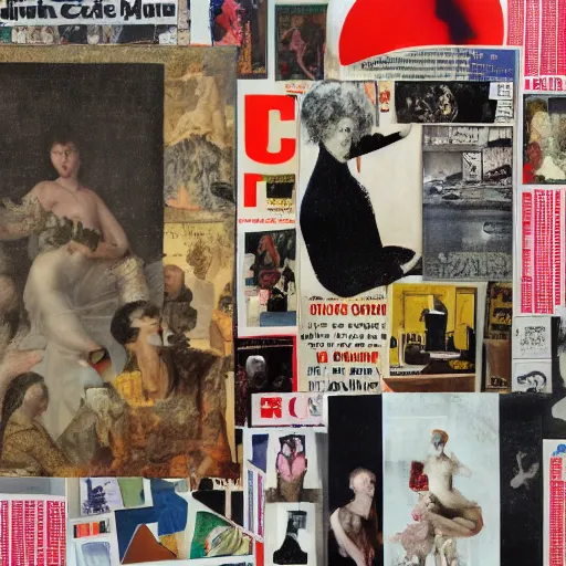 Image similar to collage from magazines and paper, museum of modern art new york, masterpiece, auction, detailed