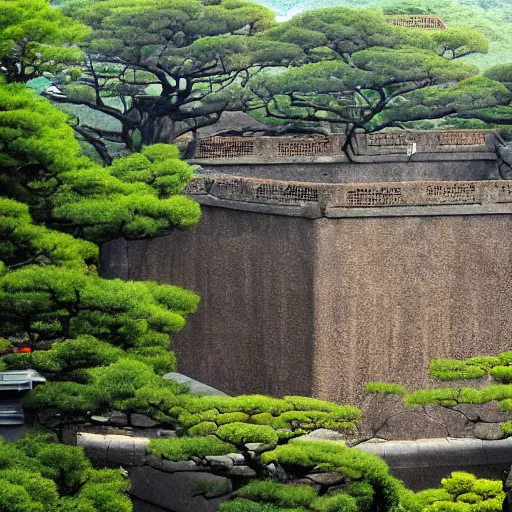 Image similar to japanese fortress in a city inside the forest