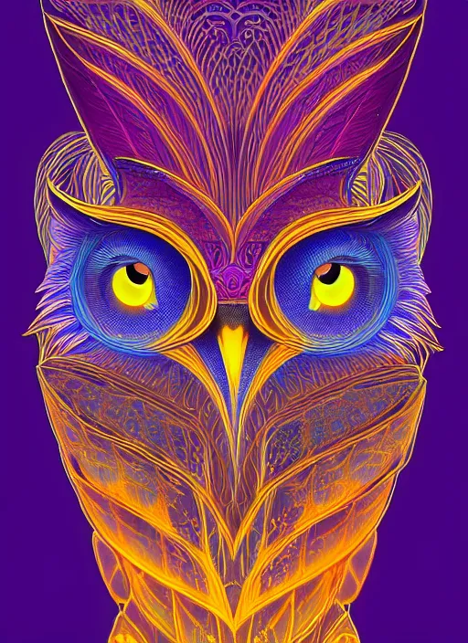 Image similar to symmetry!! product render poster vivid colors divine proportion owl, 神 圣, glowing fog intricate, elegant, highly detailed, digital painting, artstation, concept art, smooth, sharp focus, illustration,