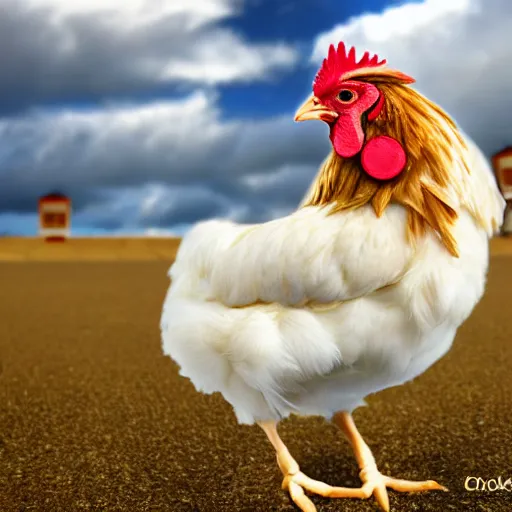 Image similar to a high quality photo of a chicken wearing a suit, 8k, digital art