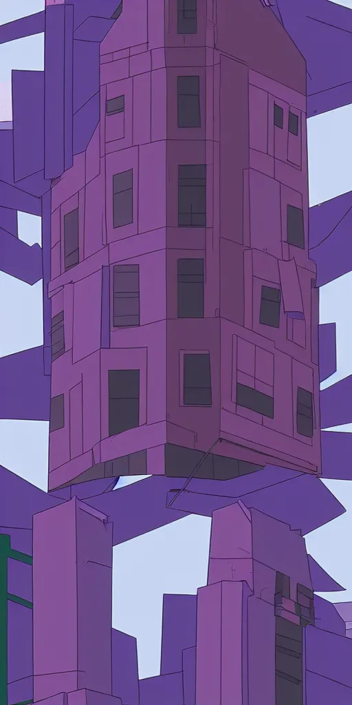 Image similar to evangelion unit 0 1 pallete, zoom shot, telephoto lens, low aperture street level, buildings collapsed