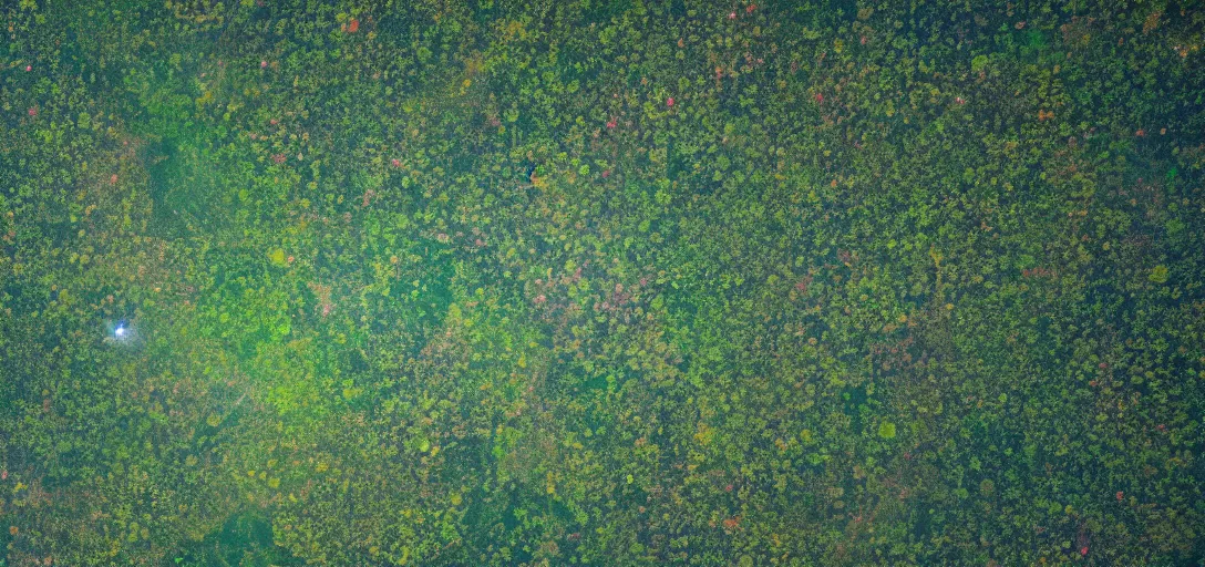 Image similar to nasa photo of the amazon forest made of plastic bags of different colors, in a real space photography, super detailed image, trending on artstation, moody, cinematic, 8 k, volumetric lighting