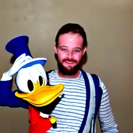 Image similar to A photo of a human as Donald Duck