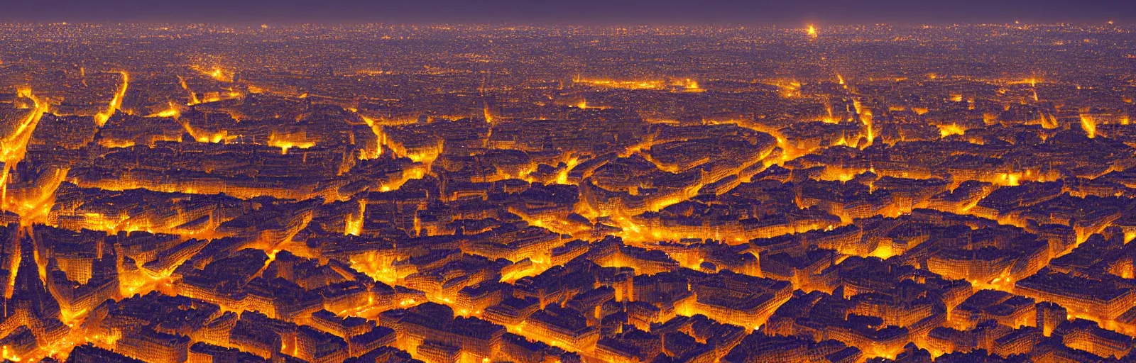 Prompt: night time overhead drone helicopter photo of paris france with bokeh, depth of field, glowing lights, romantic beautiful, black, red, yellow, orange colors, telephoto lens, romantic, soft, beautiful, award winning architecture, extremely beautiful lighting, cinematic composition, modern, render, architectural, architecture, realistic, clear