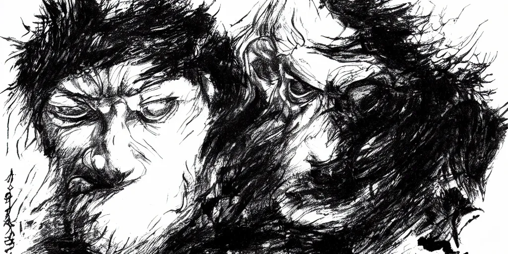 Image similar to ink lineart drawing of an angry man, white background, etchings by goya, chinese brush pen illustration, high contrast, deep black tones, contour