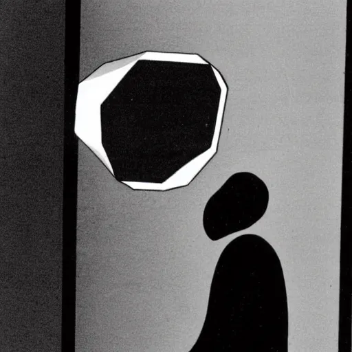 Image similar to A kinetic sculpture. A rip in spacetime. Did this device in his hand open a portal to another dimension or reality?! CCTV by Will Barnet spirited, ordered