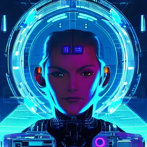 Image similar to a cyberpunk netrunner surrounded by a glowing computer interface, centered in the frame, cyberpunk concept art by Jean Giraud and josan gonzales, digital art, highly detailed, intricate, sci-fi, sharp focus, Trending on Artstation HQ, deviantart, 4K UHD image