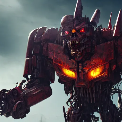 Prompt: zombie optimus prime, ominous misty junkyard background, hyper realistic, ultra detailed, sharp focus, octane, unreal engine 5, masterpiece featured on artstation, art by stephen king and stephen spielberg, 4 k