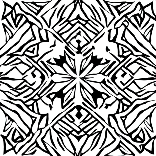 Image similar to geometric, snowflake black and white line art