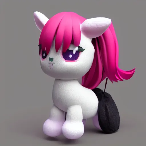 Prompt: cute fumo plush of an adorable horsegirl who runs half a marathon every day, athletic, vray