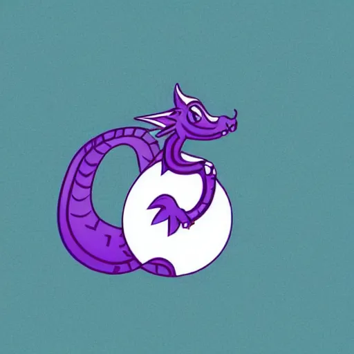 Image similar to very cute small purple dragon with well-designed head and four legs, 2d minimalism, logo, ink