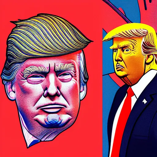Prompt: the portrait donald trump, an ultrafine detailed illustration by james jean, intricate linework, bright colors, behance contest winner, vanitas, angular, altermodern, unreal engine 5 highly rendered, global illumination, radiant light, detailed and intricate environment