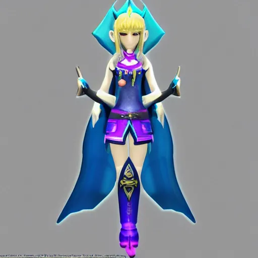 Prompt: Princess Ruto from the legend of Zelda Hyrule warriors game render