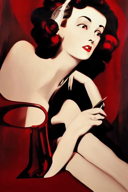 Image similar to painting of Audrey Horne by Rolf Armstrong