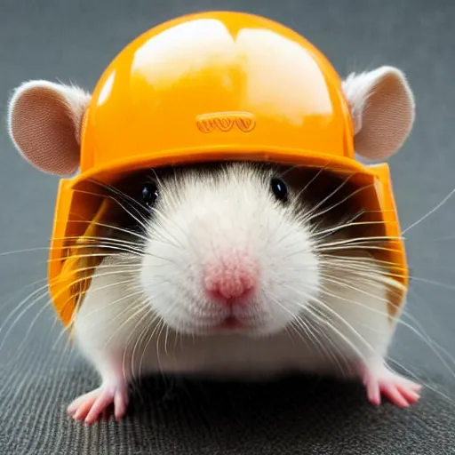 Prompt: a deformed hamster wearing a helmet