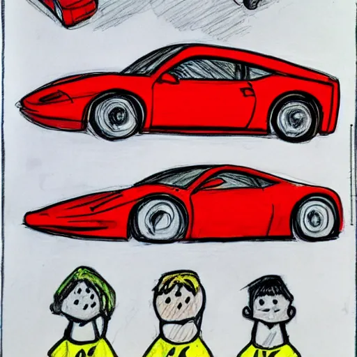 Image similar to ferrari, kid drawing