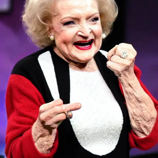 Image similar to betty white turning into a werewolf