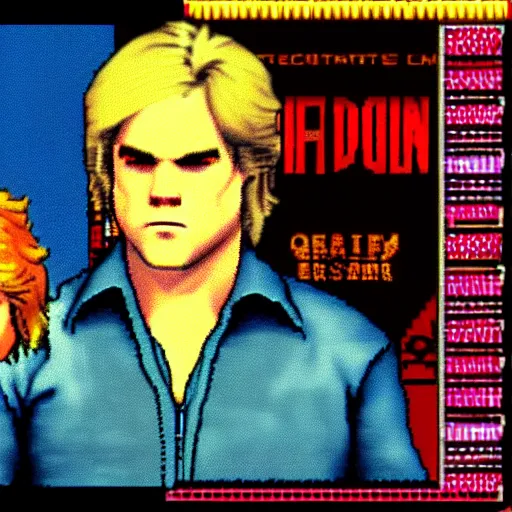 Image similar to portrait of philip seymour hoffman in double dragon video game splash screen