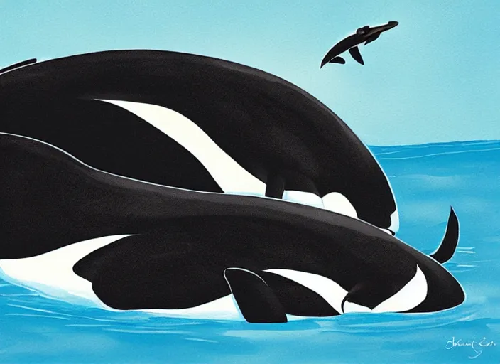 Prompt: an ant riding an orca, hd, digital art