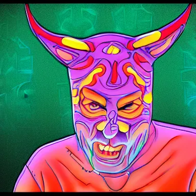 Image similar to zportre of an adhd psychonautistic trader in shape of zen devil, digital painting, highly detailed