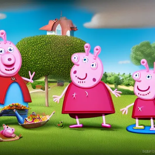 Image similar to blender 3 d rendition, peppa pig, carlos ortega elizalde, derek spears, rayn, daniel bel, ahmad merheb, tomstrzal