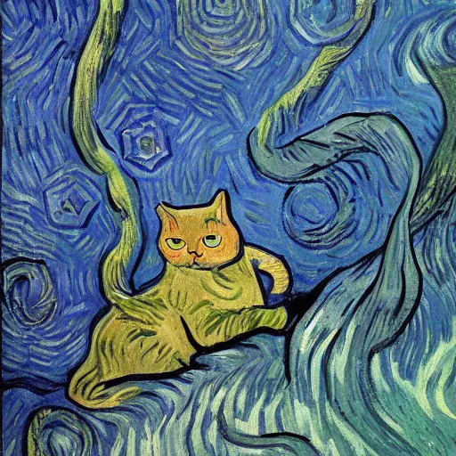 Prompt: cat by van gogh, denoised, fighting Cthulhu, sci fi, cyberpunk 8k