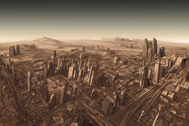 Image similar to cityscape of a city on Mars, futuristic
