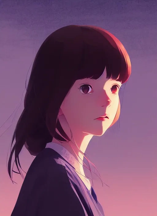 Image similar to portrait of a girl by ilya kuvshinov, cloudy sky background lush landscape ln illustration concept art anime key visual trending pixiv by victo ngai fanbox by greg rutkowski makoto shinkai takashi takeuchi studio ghibli