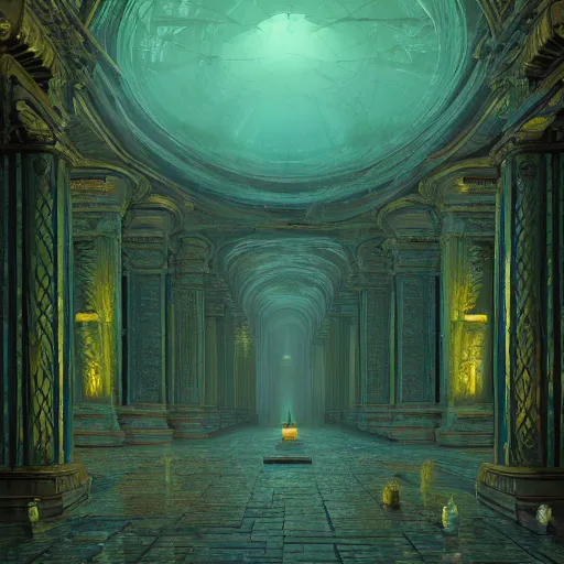 Image similar to Photorealistic ethereal dream palace in the style of Michael Whelan and Gustave Dore. Hyperdetailed photorealism, 108 megapixels, amazing depth, glowing rich colors, powerful imagery, psychedelic Overtones, 3D finalrender, 3d shading, cinematic lighting, artstation concept art