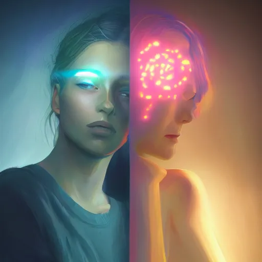 Prompt: the deeply trusting connection two humans form over time,, trending on artstation, concept art, dynamic lighting, beautiful painting, vibrant colors