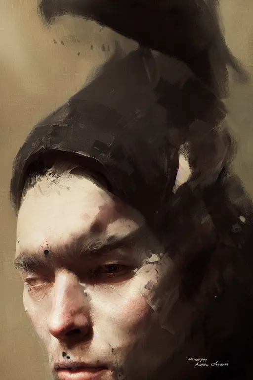 Prompt: portrait of a man, oil painting, darkness, paint texture, digital painting, highly detailed, artstation, sharp focus, illustration, concept art, ruan jia, charlie bowater, tom bagshaw, norman rockwell