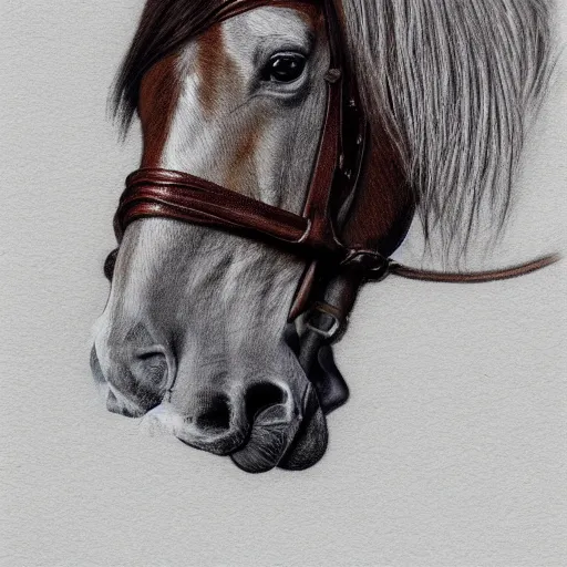 Horse portrait - colored pencils on black paper by Amayensis