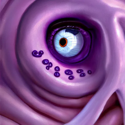Image similar to preteen, purple eyes, small purple tentacle, photorealism, 4k,