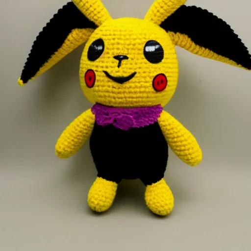 Image similar to crocheted plush toy of emo pikachu