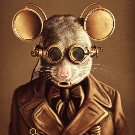 Prompt: a rat with steampunk googles, by Jesper Esjing