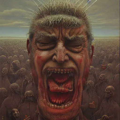 Prompt: Donald Trump. Enraged. Zdzisław Beksiński