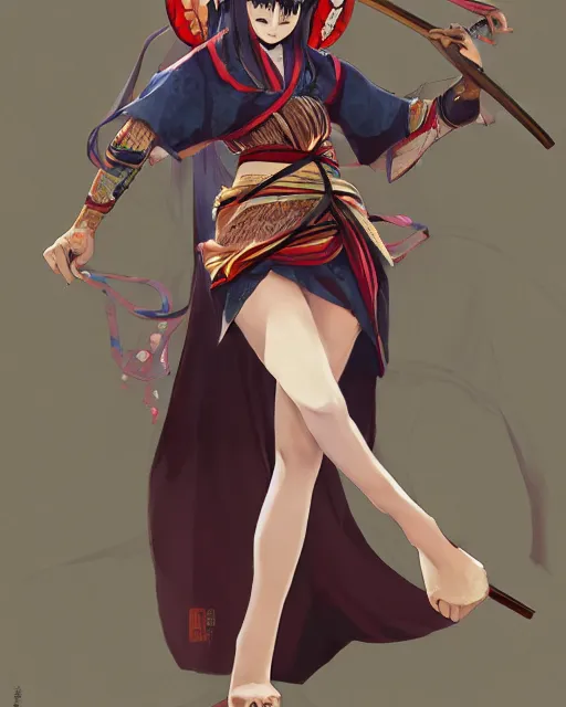 Image similar to A full-body anime portrait of Ssunbiki as a beautiful woman wearing a kimono from Skyrim, by Stanley Artgerm Lau, WLOP, Rossdraws, James Jean, Andrei Riabovitchevy, Marc Simonetti, and Sakimichan, trending on artstation