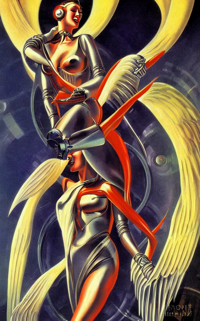 Image similar to futurist cybernetic angel, future perfect, award winning digital art by enoch bolles