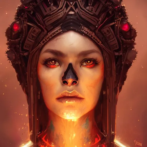 Image similar to a beautiful portrait of skull goddess by greg rutkowski and raymond swanland, dar ; k background, trending on artstation