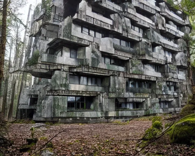 Image similar to amazing architecture, forest brutalism style, mix of paganism and cyberpunk, real structures, architectural genius, wow