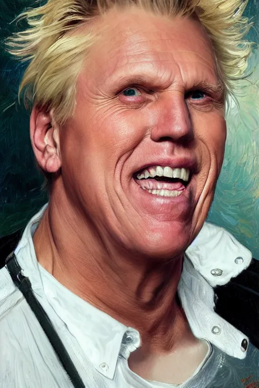 Image similar to Gary Busey portrait by Stanley Artgerm Lau, greg rutkowski, thomas kindkade, alphonse mucha, loish, norman Rockwell