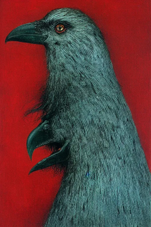 Prompt: crow with mohawk painted by beksinski
