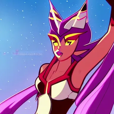 Image similar to Catra punching Shadow Weaver in the face, cartoon, She-Ra, She-Ra and the Princesses of Power, fanart, artstation, pinterest, catgirl